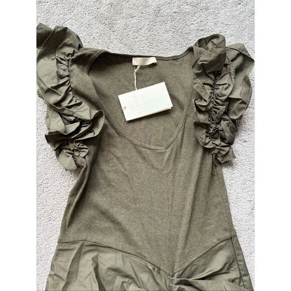 NWT Ulla Johnson Isabella Cotton Midi Dress in Military Melange Sz Small, $465 - Picture 6 of 11